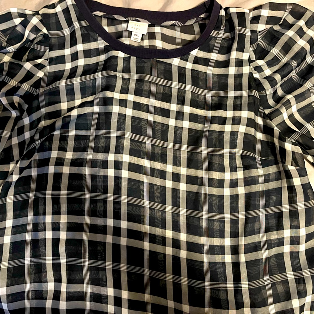 A New Day Navy Blue Checkered Top